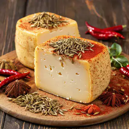 Traditional aged cheddar cheese with sharp flavor profile aged for twelve months using VillageCheese artisanal methods