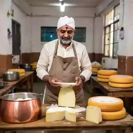 Traditional VillageCheese artisan workshop in Anand Gujarat showcasing daily cheese production using traditional methods