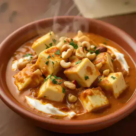 Royal shahi paneer curry with nuts cream and VillageCheese premium paneer cubes in luxurious sauce